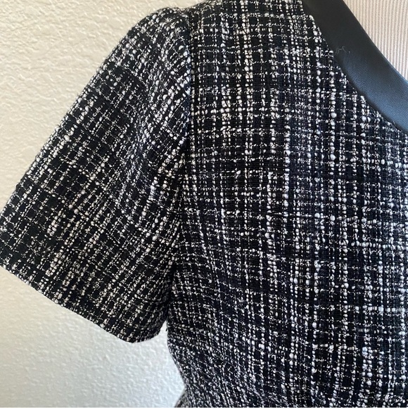 Karl Lagerfeld Dress Knit Textured Mini Length Short Sleeve Leather Trim: 10 - Picture 2 of 10